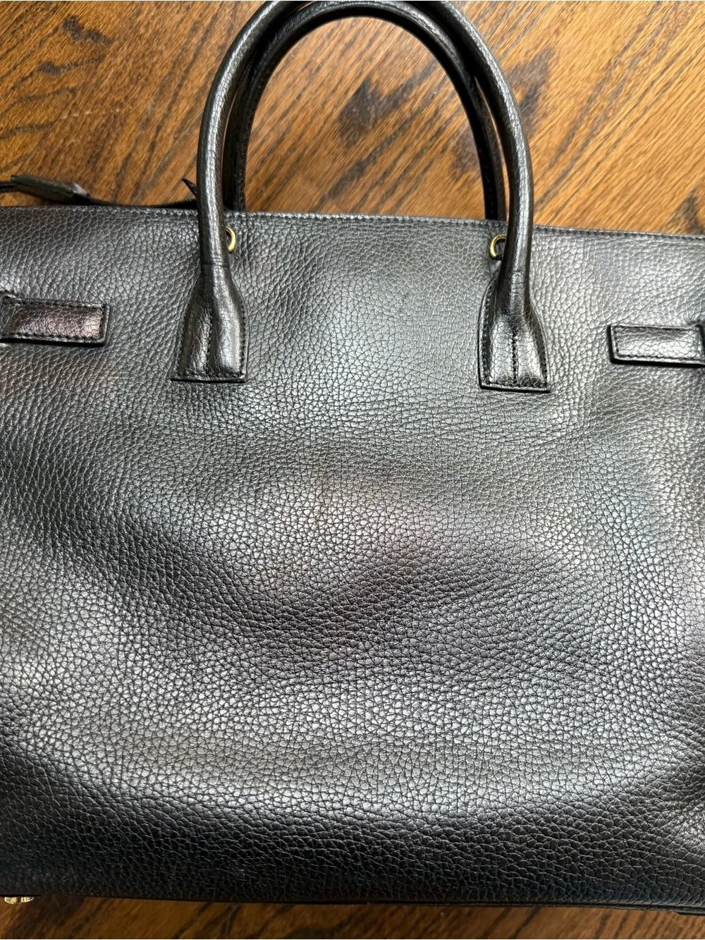 Reina Italian leather vintage Kelly style Tote Bag with Gold Hardware - Picture 6 of 14